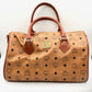 MCM Visetos Top Handle/Shoulder Bag Cognac Canvas/Leather 13.75x8.5x8