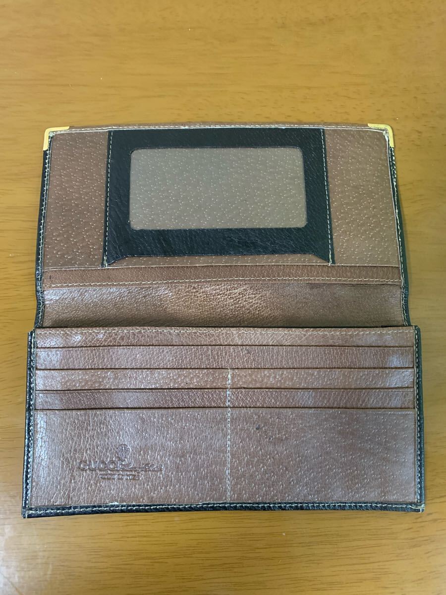 GUCCI Long Wallet Black Brown Women's Vintage