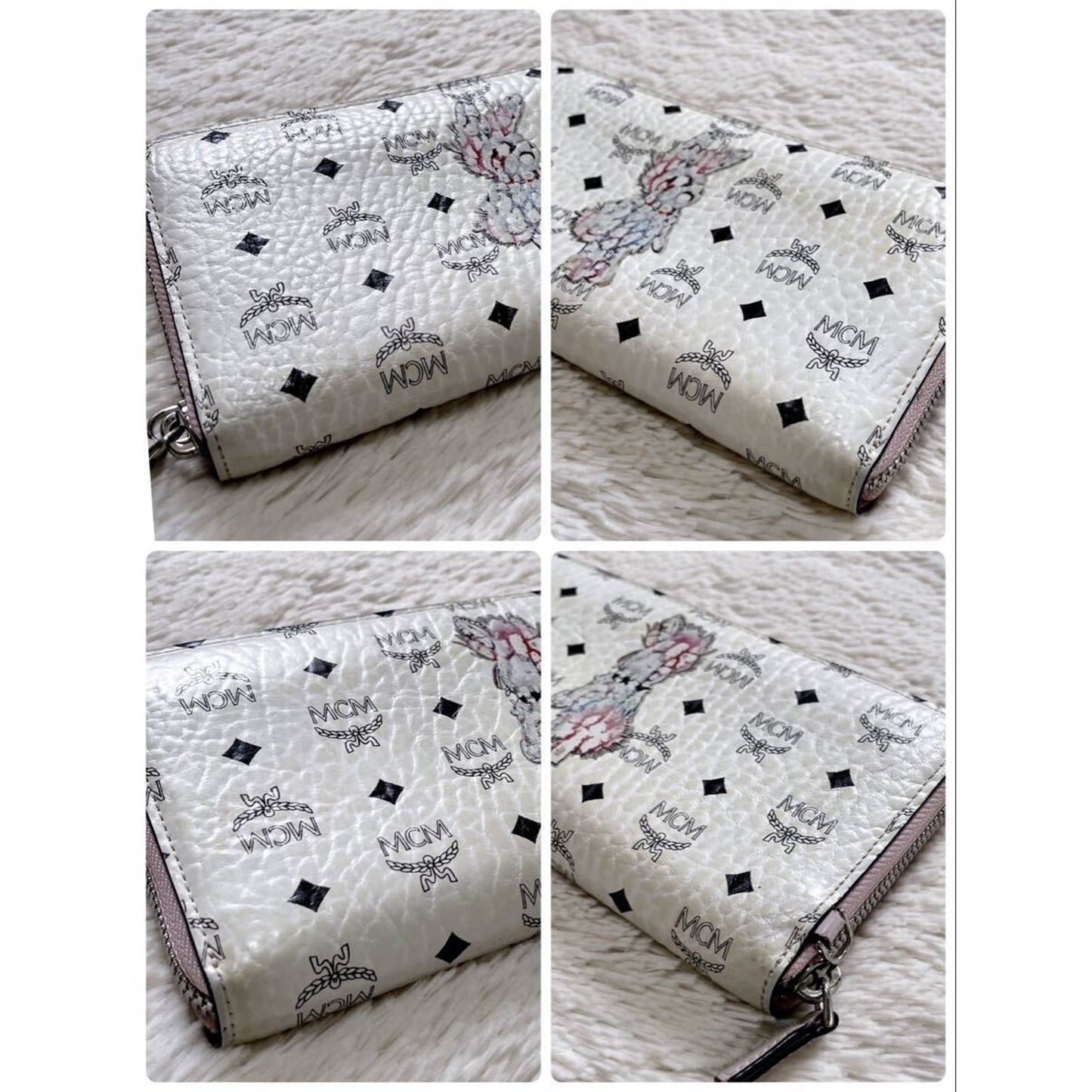 MCM Visetos Rabbit Round Zipper Long Wallet PVC Leather