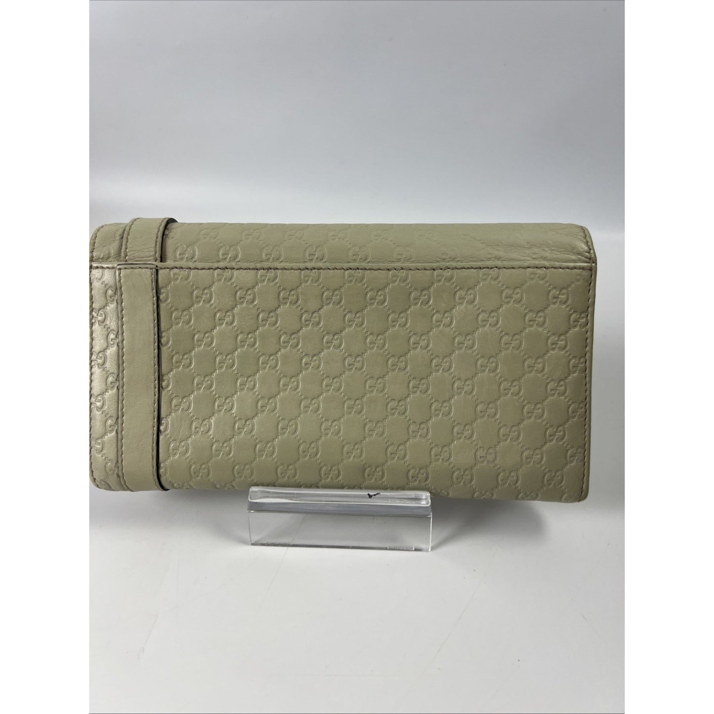Gucci Long Wallet Men Beige Leather Micro Guccishima