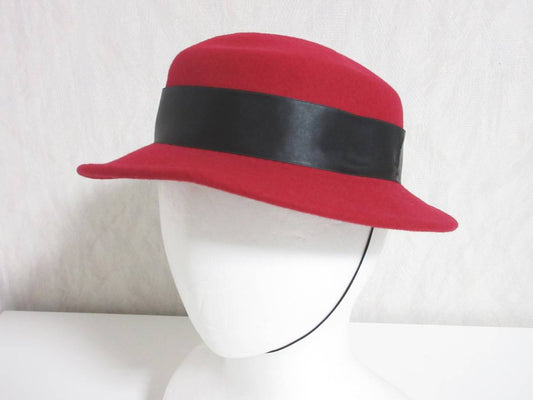 YSL Yves Saint Laurent Wool Hat | Ribbon Detail | Red | Size 56 | Women's