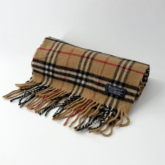 Burberry's of London Scarf, Made in England, Old Tag, Old Burberry Fringe Scarf, 100% Lambswool