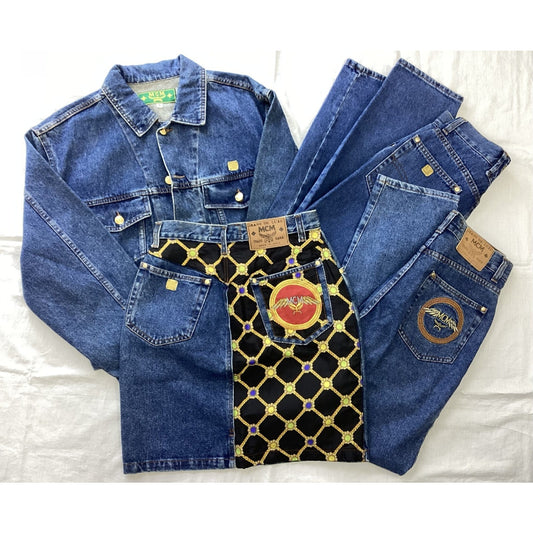 MCM Denim Women (1 Denim Jacket (S), 2 Pants (27), 1 Skirt (M)) 4-Piece Set