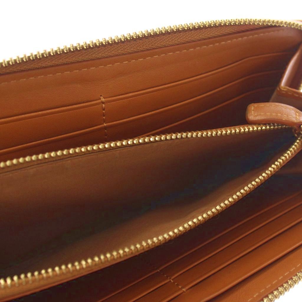 MCM Long Aren Zip Around Wallet in Visetos Cognac - Leather