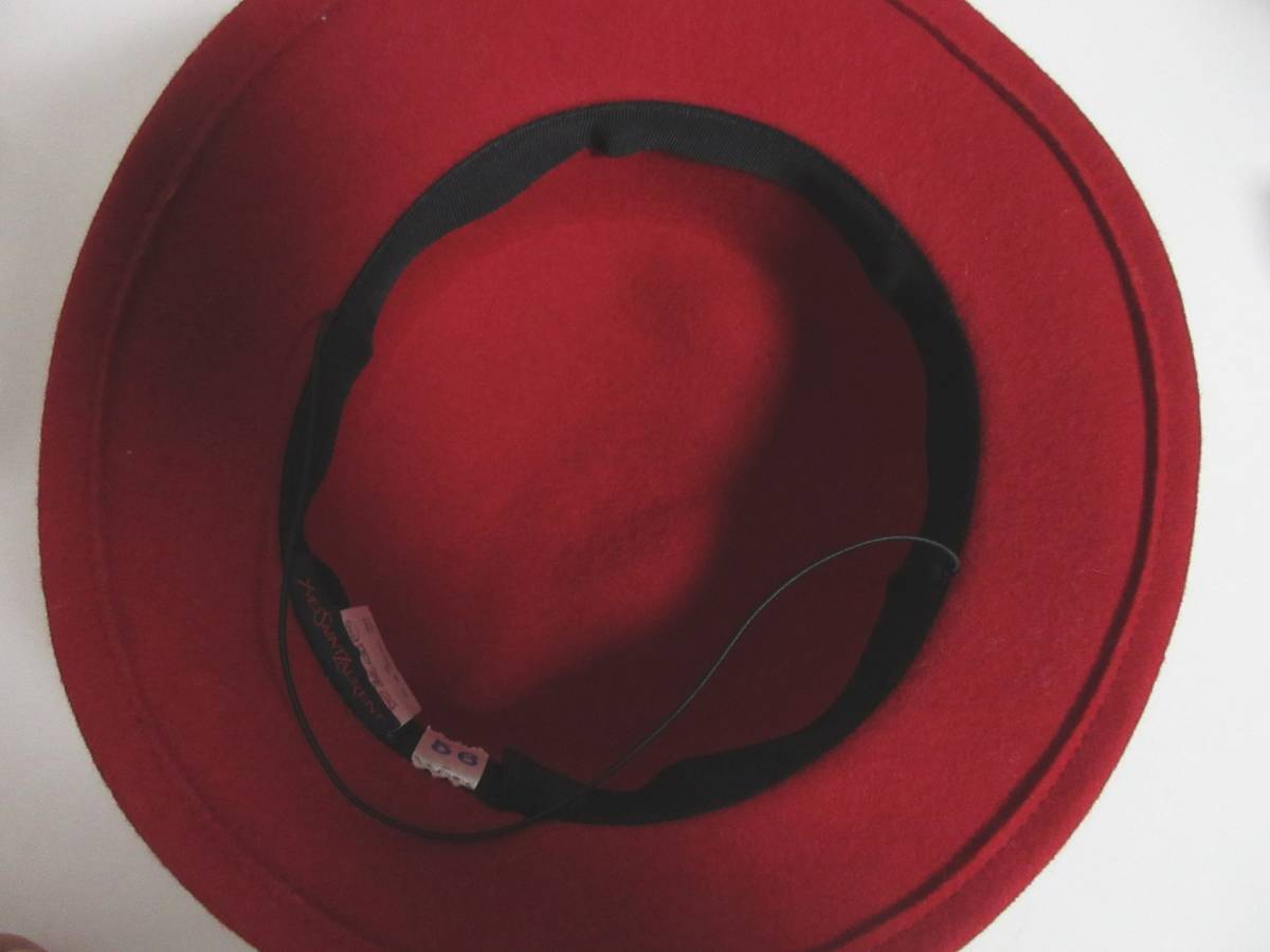 YSL Yves Saint Laurent Wool Hat | Ribbon Detail | Red | Size 56 | Women's