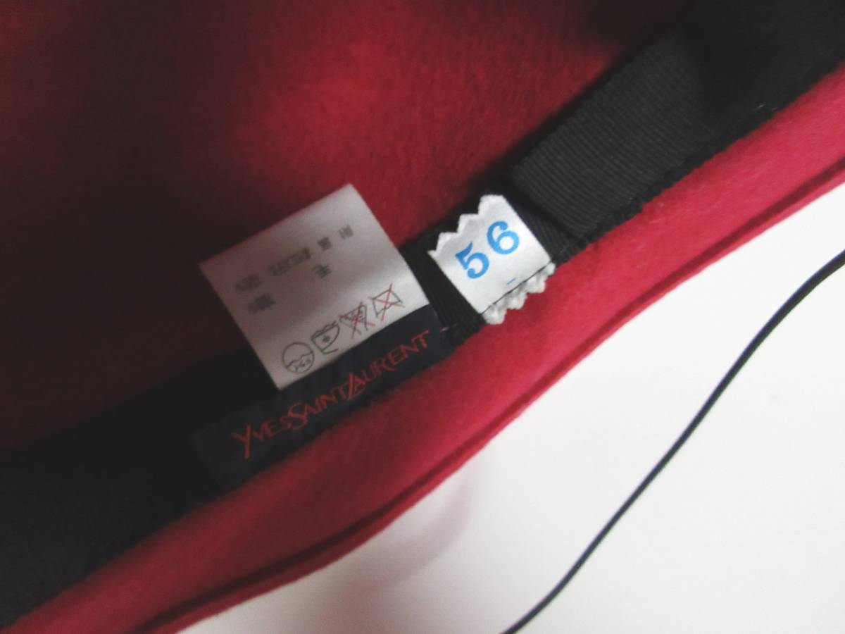 YSL Yves Saint Laurent Wool Hat | Ribbon Detail | Red | Size 56 | Women's