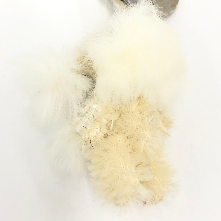 PRADA White Fur Bear Charm Keychain with Box Luxury Accessory