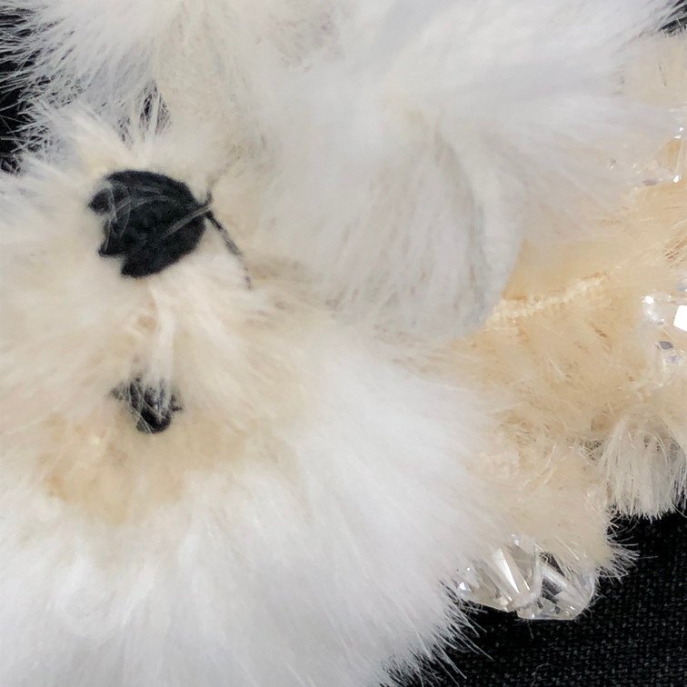 PRADA White Fur Bear Charm Keychain with Box Luxury Accessory