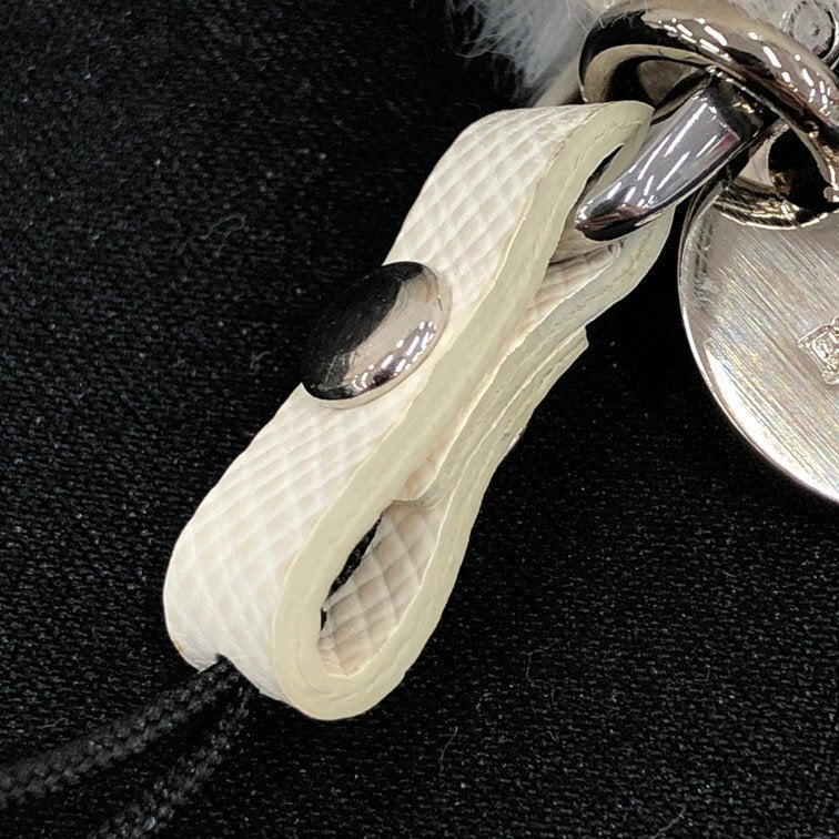 PRADA White Fur Bear Charm Keychain with Box Luxury Accessory