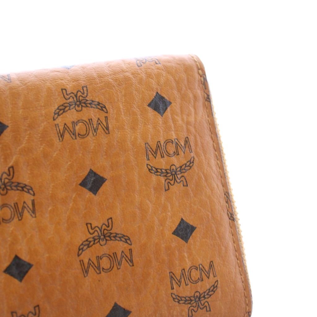 MCM Long Aren Zip Around Wallet in Visetos Cognac - Leather