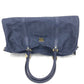 MCM Blue Visetos Monogram Duffle Weekender Bag with strap