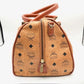 MCM Visetos Top Handle/Shoulder Bag Cognac Canvas/Leather 13.75x8.5x8