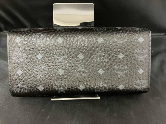 MCM Long Wallet Black Visetos Blue Interior
