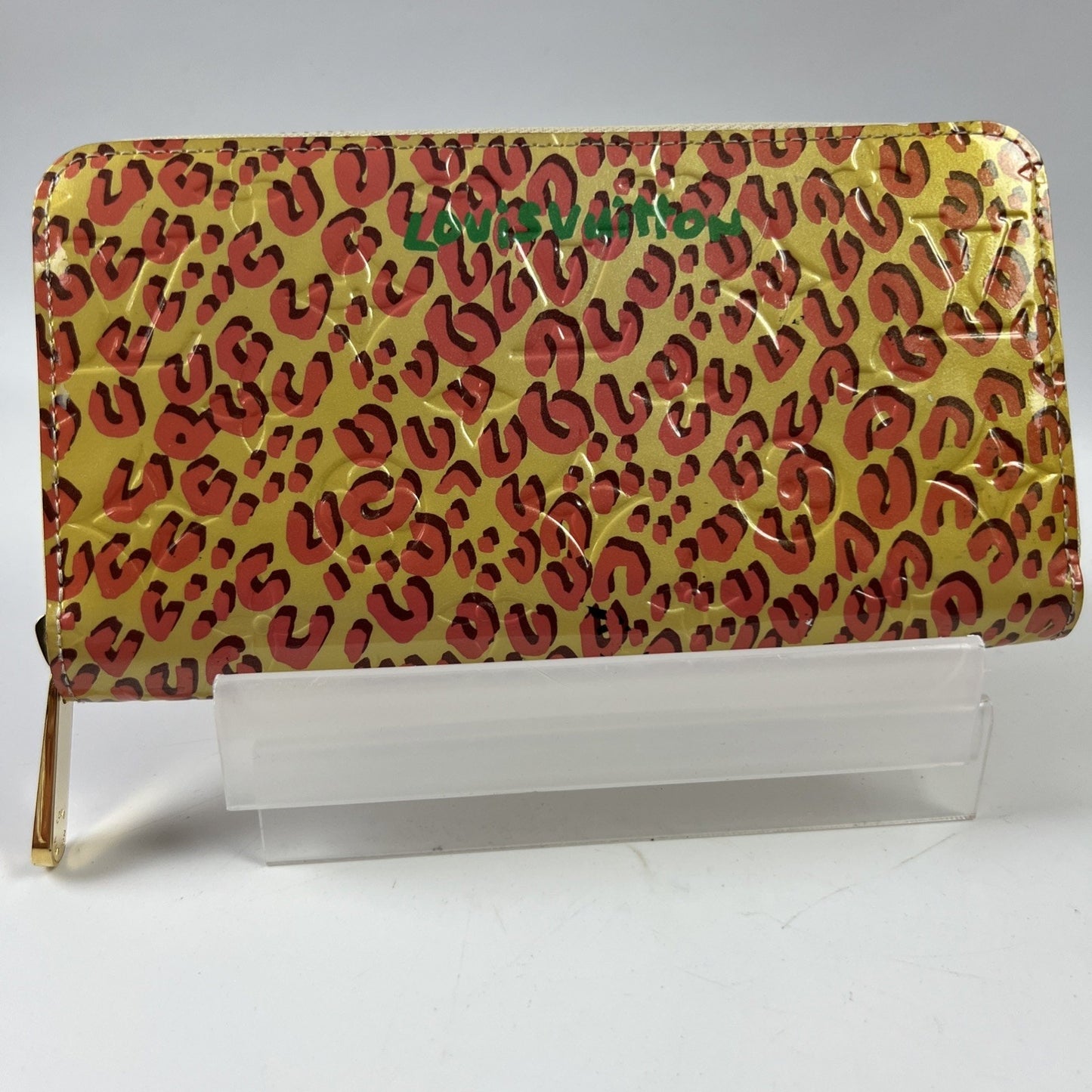LOUIS VUITTON M91476 Vernis Leopard Zippy Wallet Zip Around Long Wallet Pink