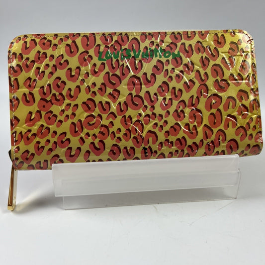 LOUIS VUITTON M91476 Vernis Leopard Zippy Wallet Zip Around Long Wallet Pink