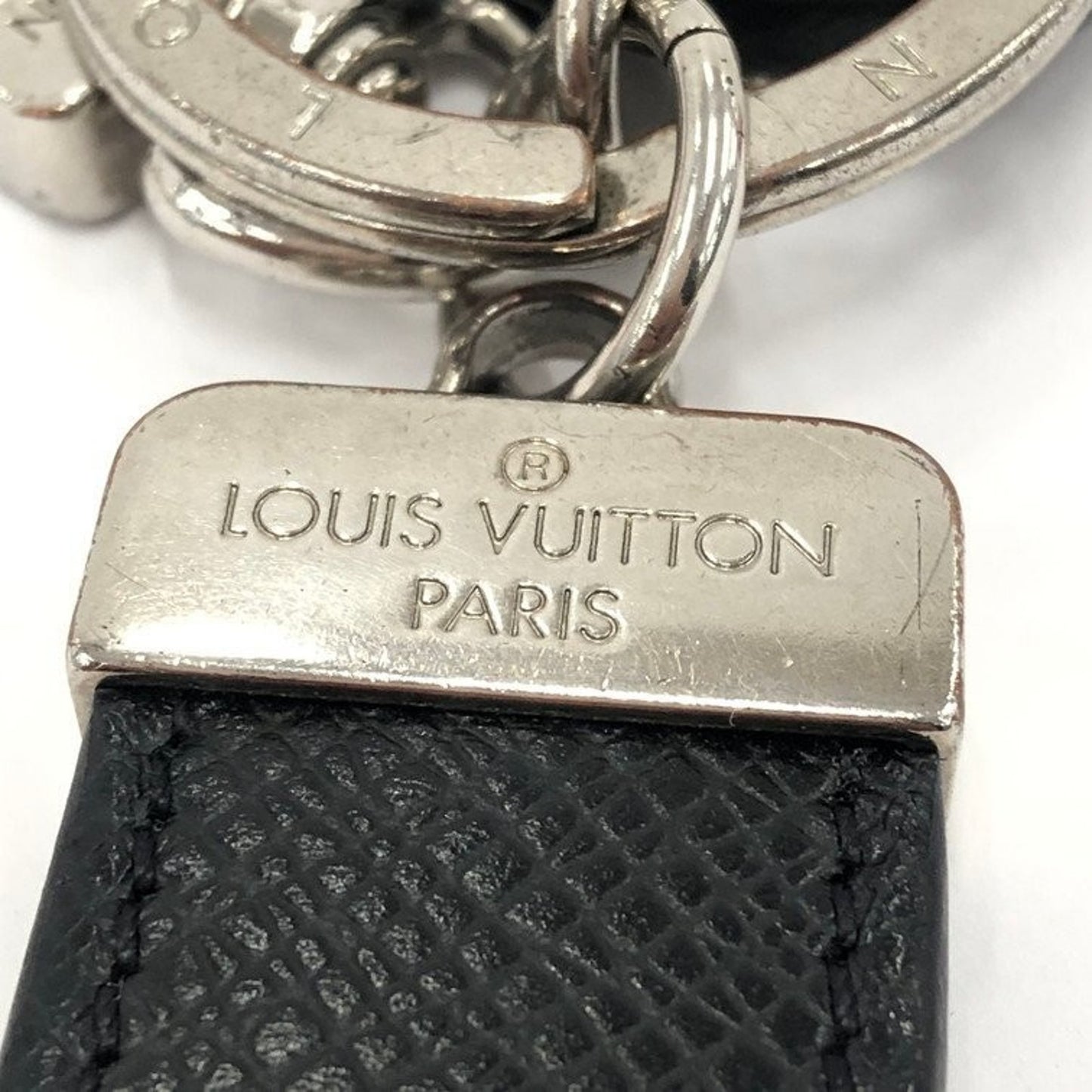 Louis Vuitton Taiga Portefeuille Neo LV Club Keychain Keyring M67242 w/ initials