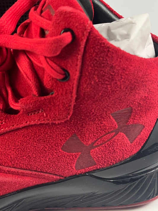 Under Armour UA Curry 1 Lux Mid Red Suede Black 1296617-600 Size 9