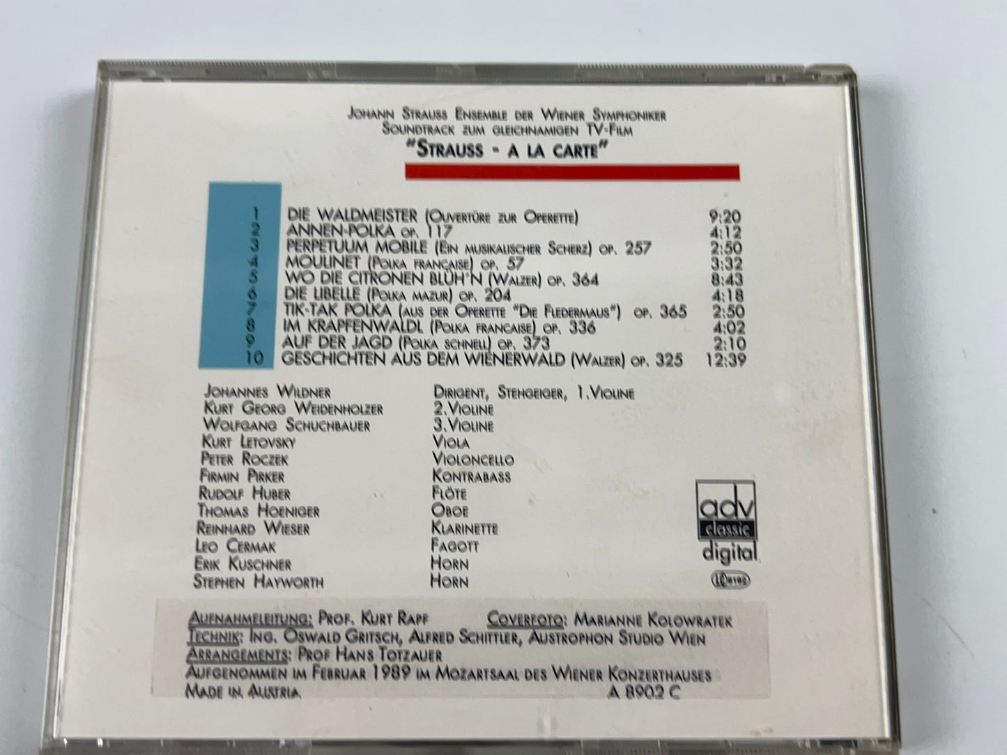 Strauss A La Carte CD Johann Strauss Ensemble Der Wiener Symphoniker