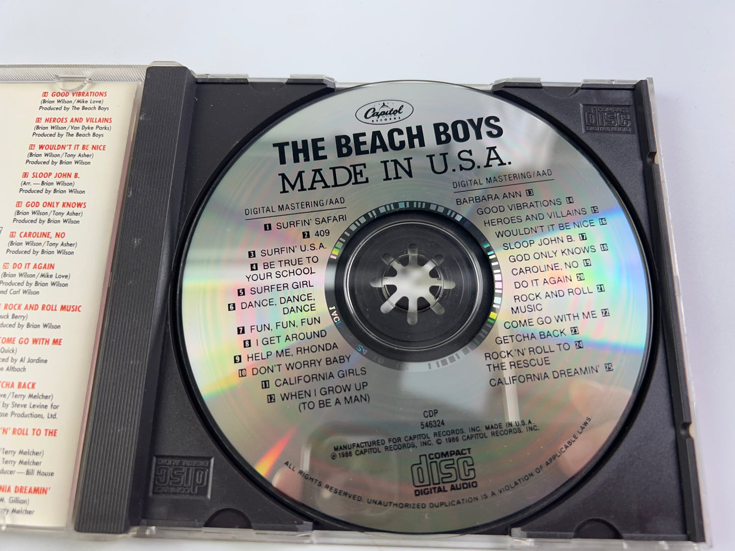 The Beach Boys - Made in U.S.A. (CD, 1986, Capitol/EMI Records)