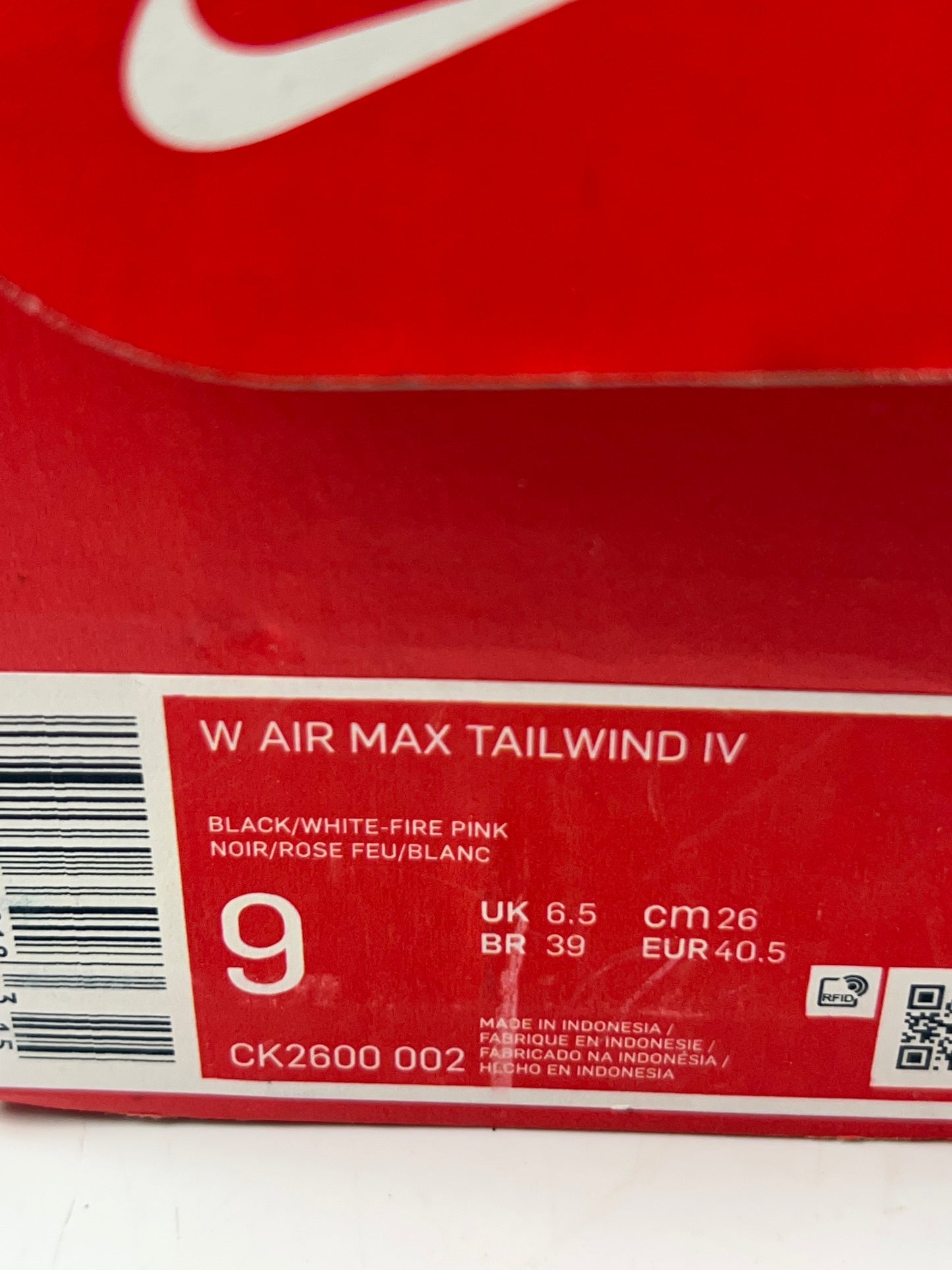 Nike Air Max Tailwind IV AQ2567 002 black white-bright crimson noir Mens 9