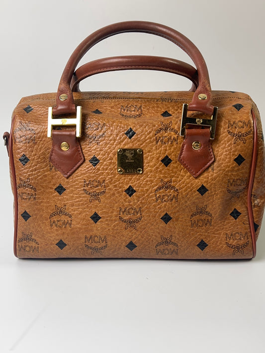 MCM Hand Bag Brown Visetos Pattern # L4962 10x6x6