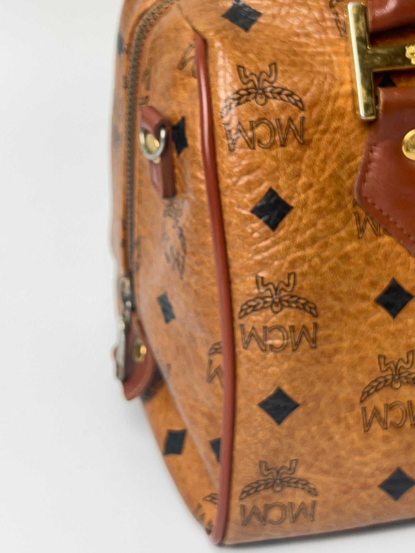 MCM Hand Bag Brown Visetos Pattern # L4962 10x6x6