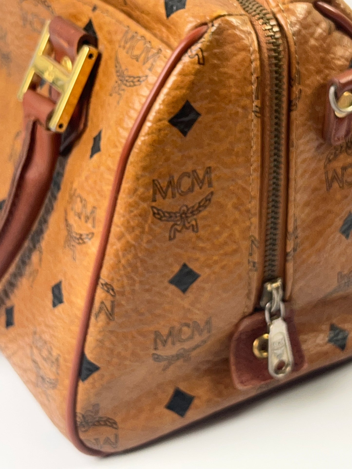 MCM Hand Bag Brown Visetos Pattern # L4962 10x6x6