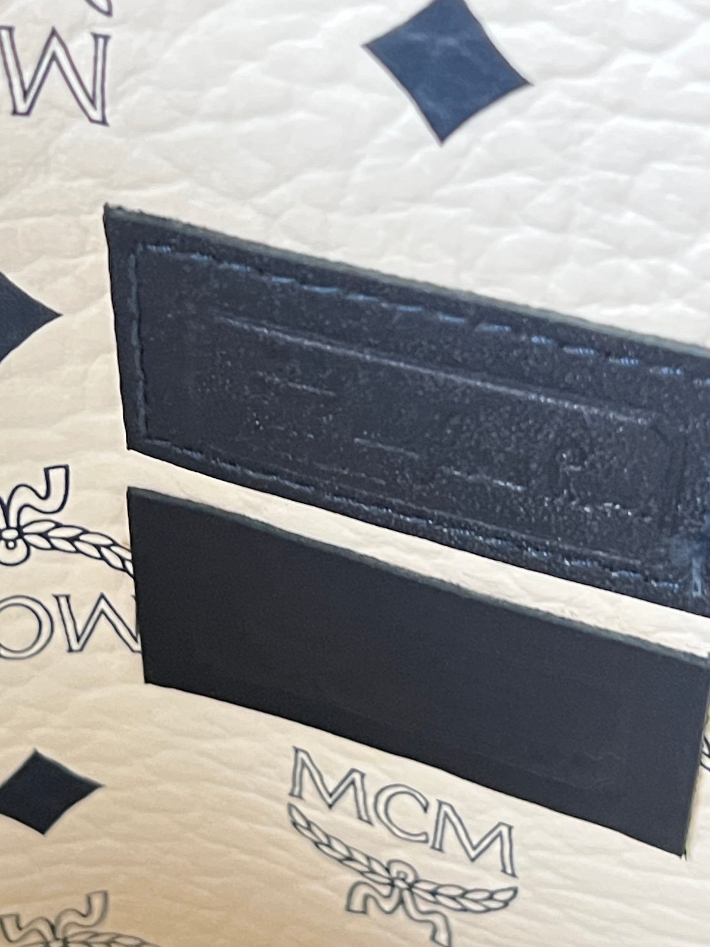 MCM Leather large tote shopper bag -Wh/Blue