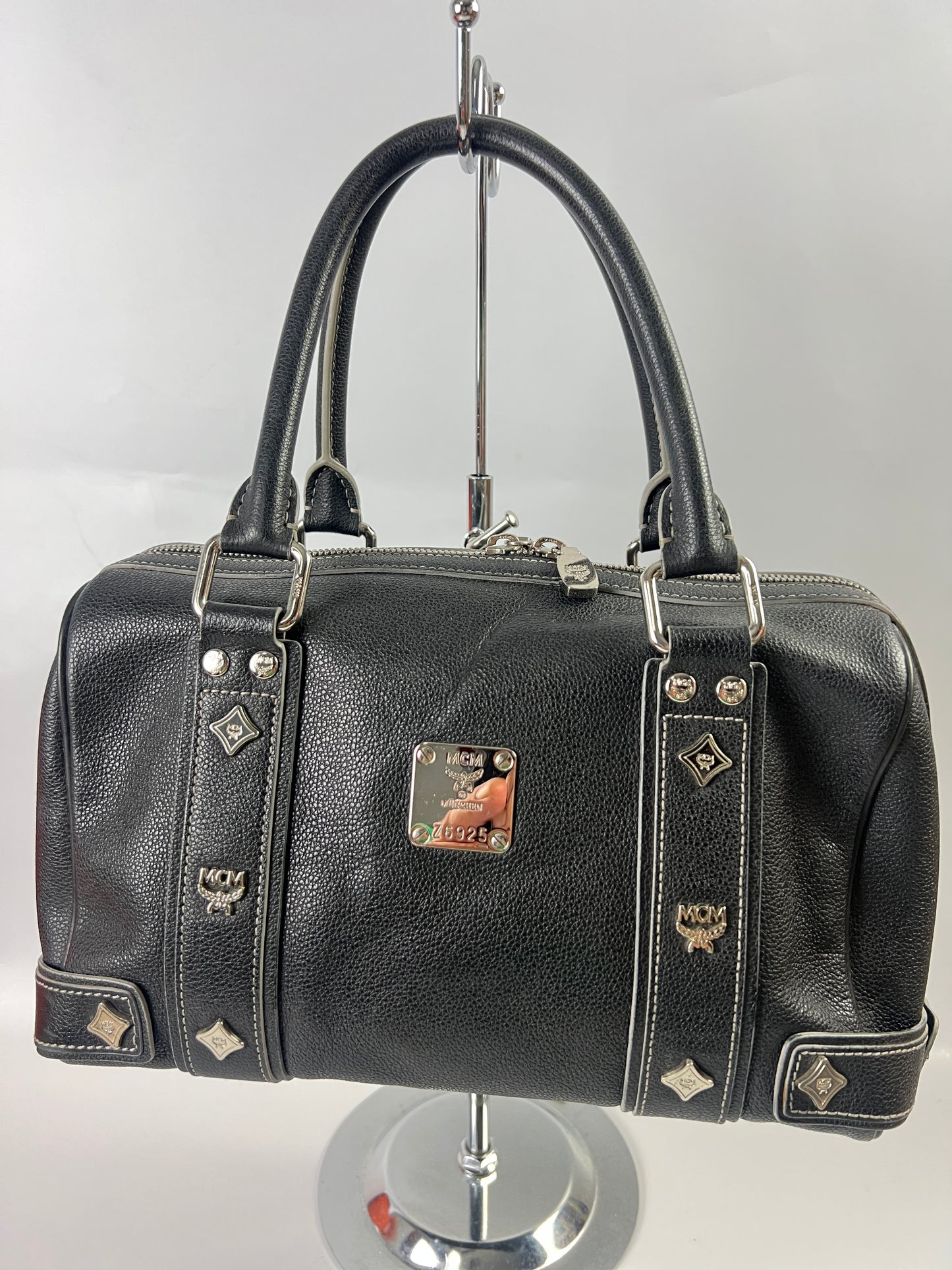 MCM Boston Bag Black 12x6x7