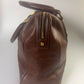 MCM Boston Bag Leather Brown Visetos Pattern Excursion G3280