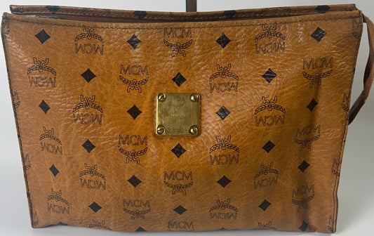 MCM Visetos Clutch Bag Second Bag Square Zip Women's 2345K