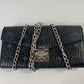 MCM Long Bifold Wallet Black/Silver w/chain-Shoulder strap Ladies