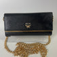 MCM Long Trifold Wallet Black/Gold w/chain-Shoulder strap Ladies