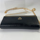 MCM Long Trifold Wallet Black/Gold w/chain-Shoulder strap Ladies