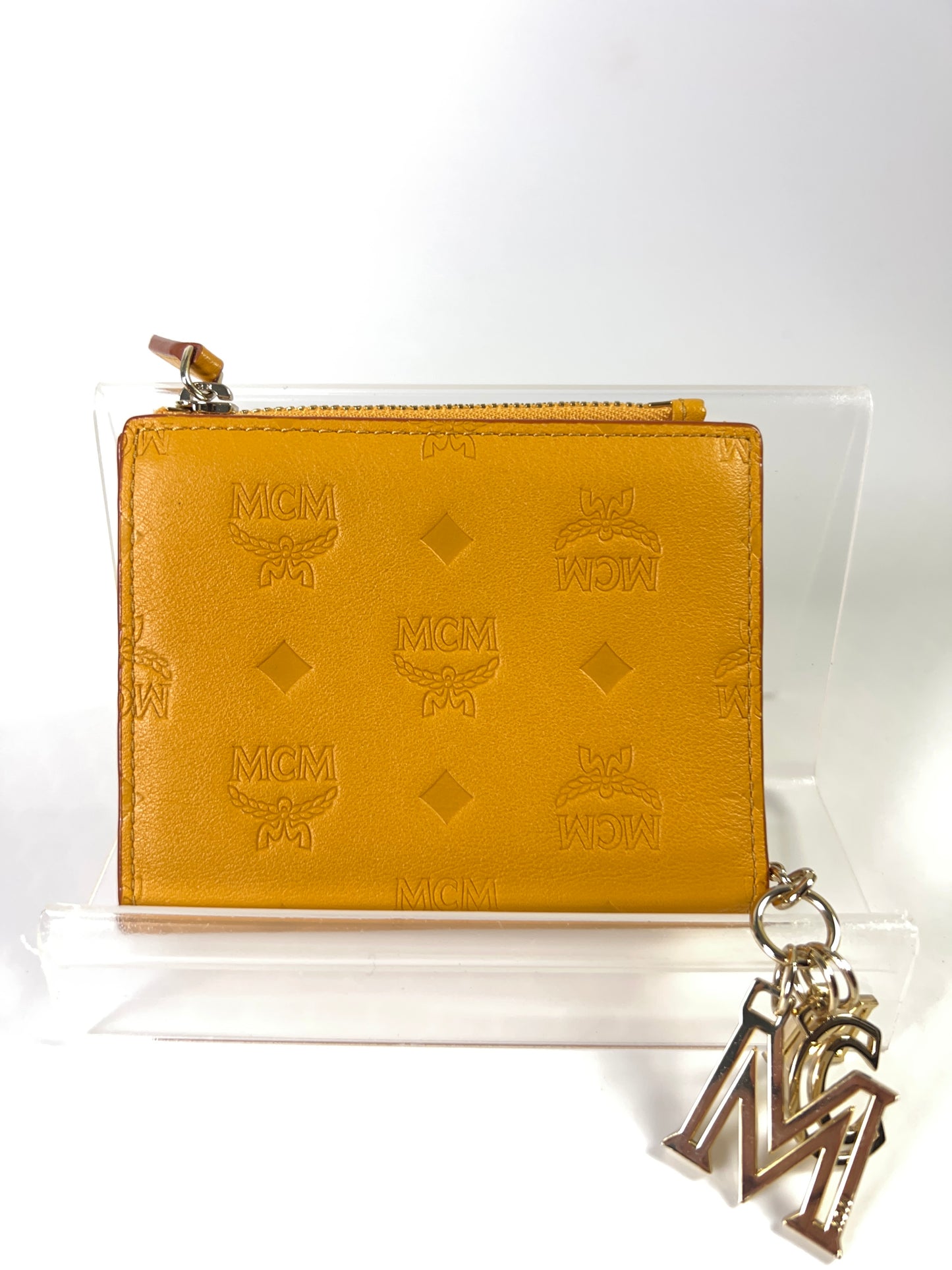 MCM Bifold Wallet Visetos Yellow w/Charm Ladies