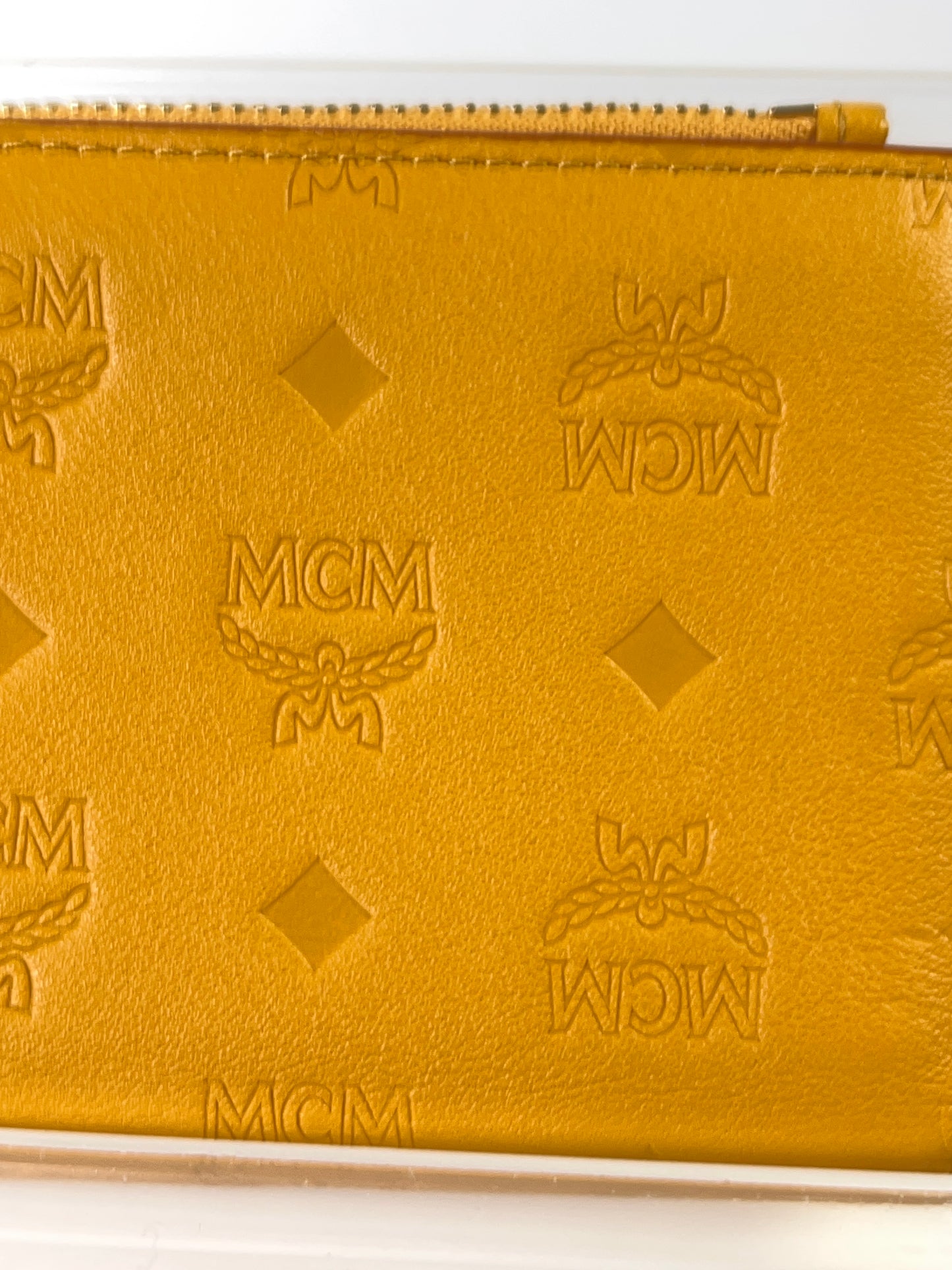 MCM Bifold Wallet Visetos Yellow w/Charm Ladies