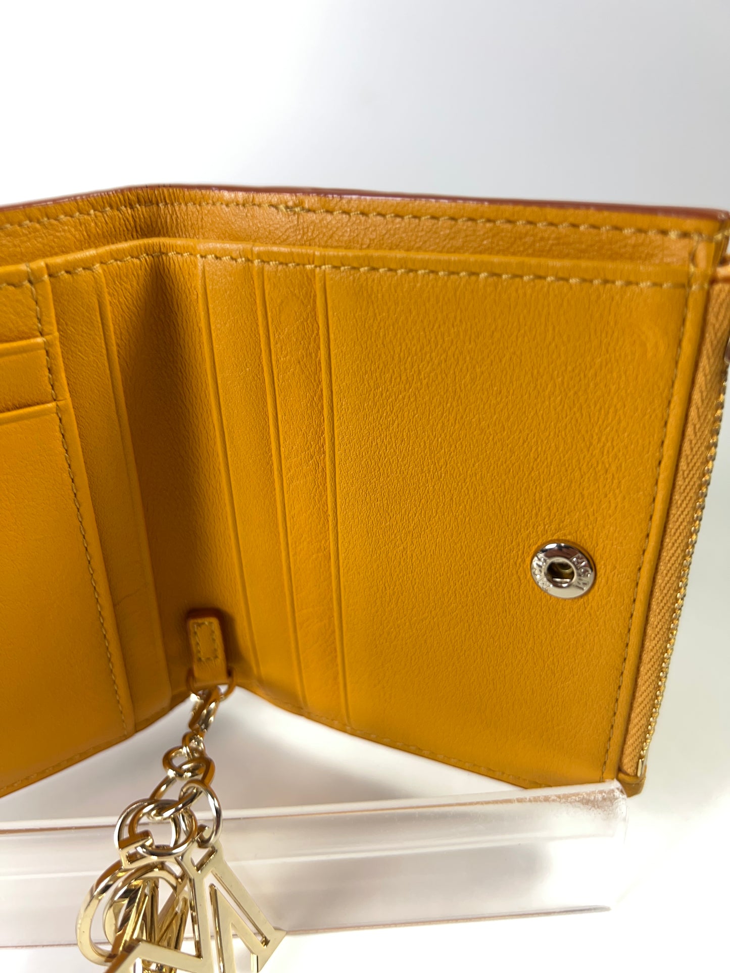 MCM Bifold Wallet Visetos Yellow w/Charm Ladies