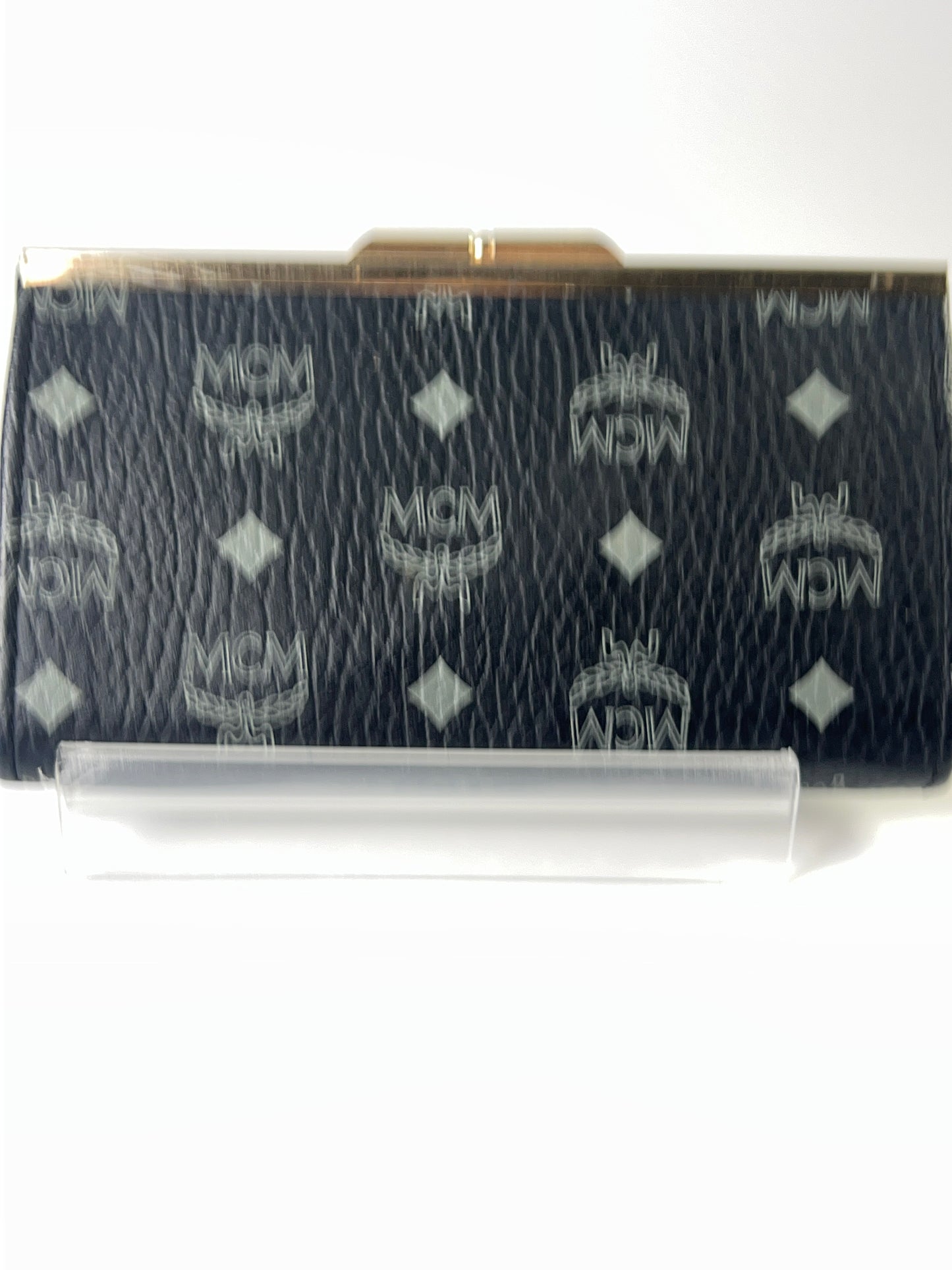 MCM Coin Wallet Visetos Black-Silver Ladies Kiss Lock