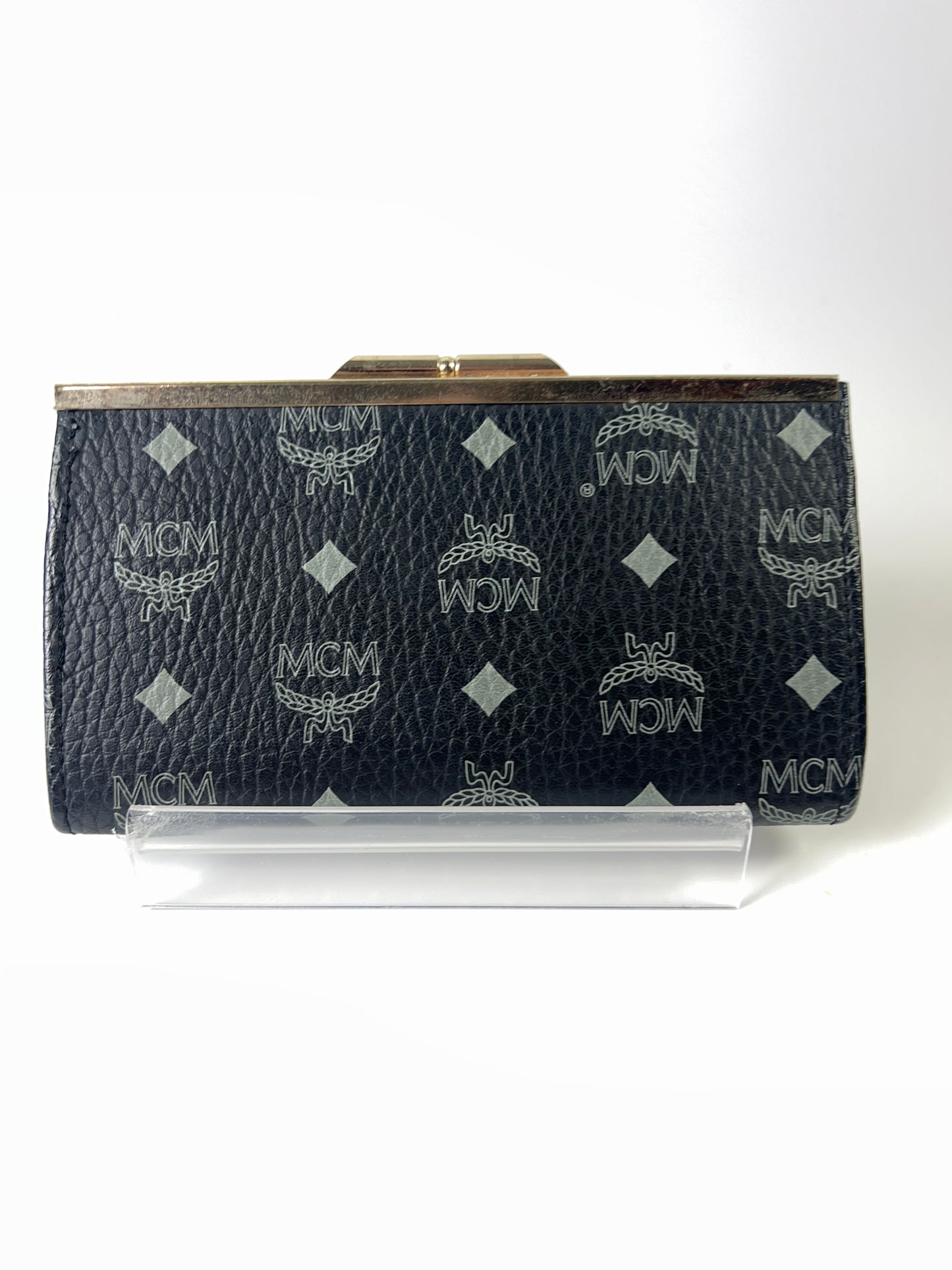 MCM Coin Wallet Visetos Black-Silver Ladies Kiss Lock