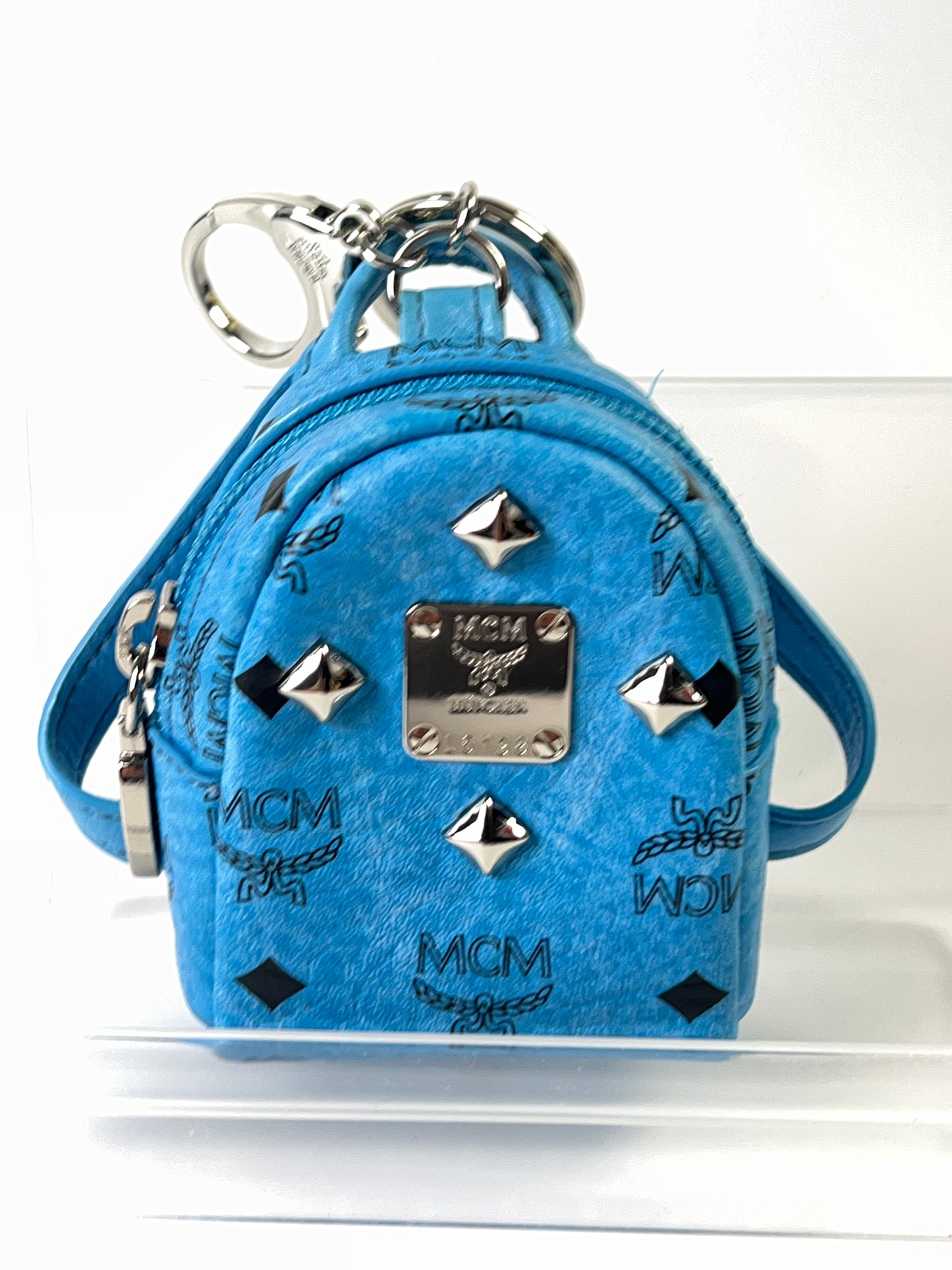 MCM Backpack Keychain Visetos Blue-Black Ladies w/dust cover