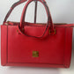 MCM Saffiano Hard Leather Tote/ Shoulder Bag Boston Bag Handbag Red