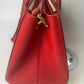 MCM Saffiano Hard Leather Tote/ Shoulder Bag Boston Bag Handbag Red