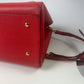 MCM Saffiano Hard Leather Tote/ Shoulder Bag Boston Bag Handbag Red