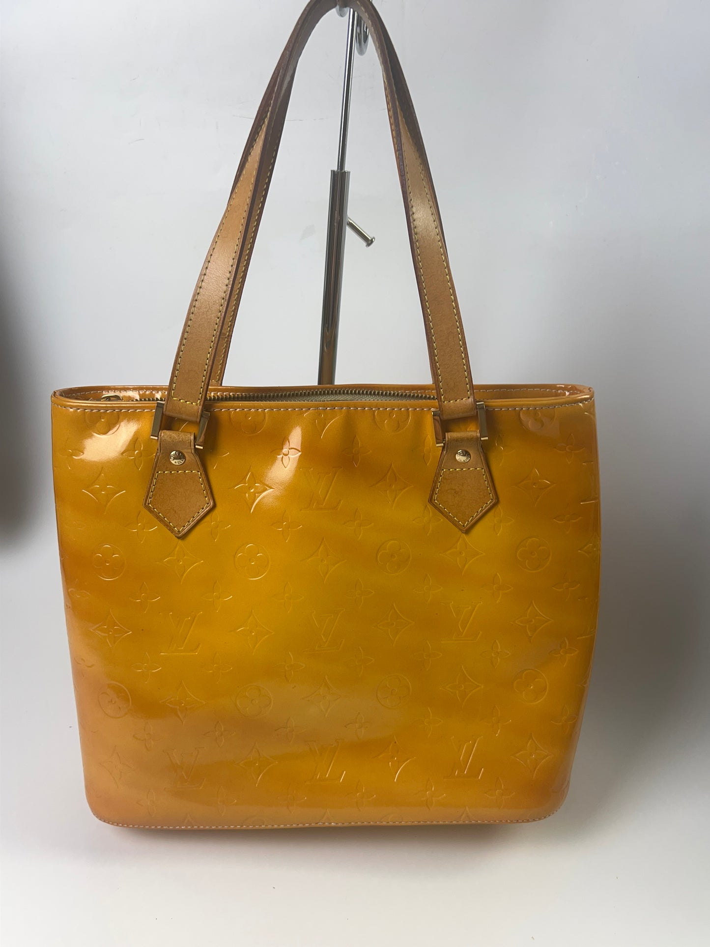 Louis Vuitton Vernis Tote Bag Houston Monogram Vernis Handbag Yellow