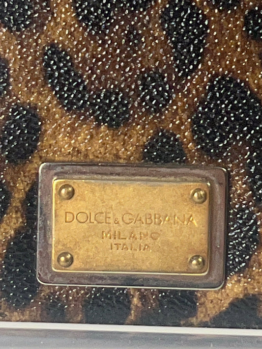 DOLCE & GABBANA Long Zippy Wallet Brown Leopard Leather Bifold Cardholder