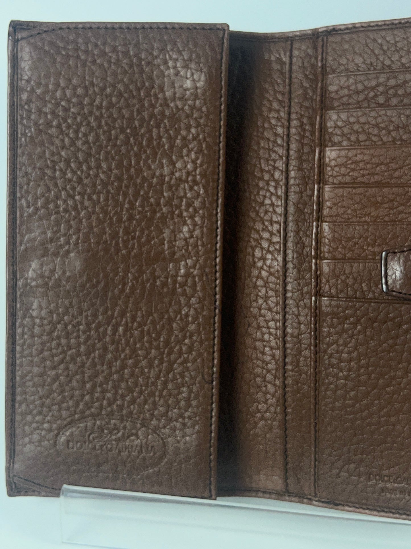 DOLCE & GABBANA Long Wallet Brown Leopard French Flap Leather Bifold Cardholder