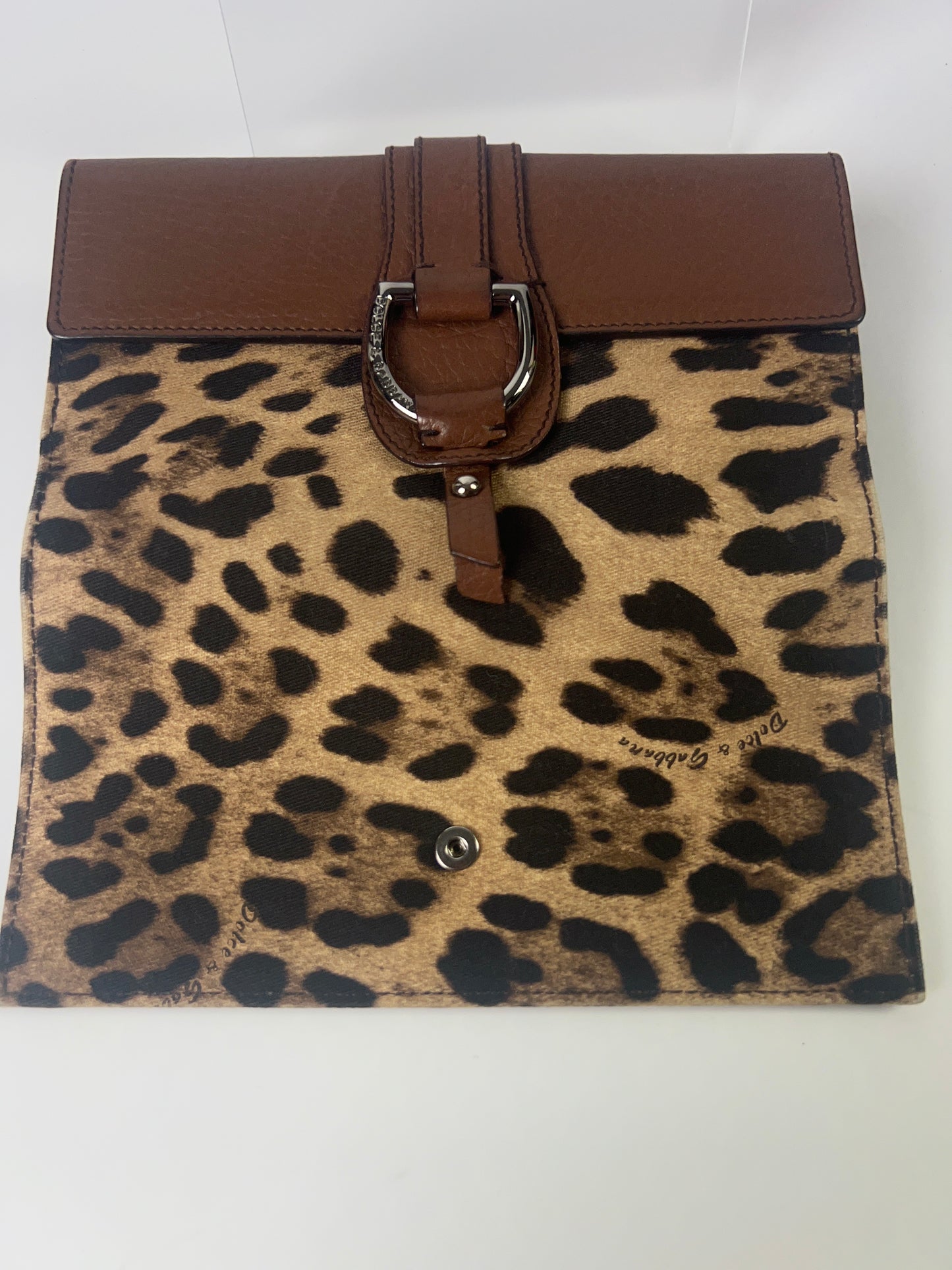 DOLCE & GABBANA Long Wallet Brown Leopard French Flap Leather Bifold Cardholder