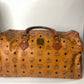 Authentic MCM Visetos Leather Vintage 2Way Travel Boston Bag Cognac 6197G