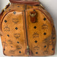 Authentic MCM Visetos Leather Vintage 2Way Travel Boston Bag Cognac 6197G