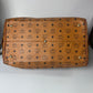 Authentic MCM Visetos Leather Vintage 2Way Travel Boston Bag Cognac 6197G